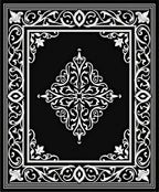 Elegant Black White Floral Scroll Rug