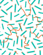 Abstract Teal Orange Stick Pattern Rug