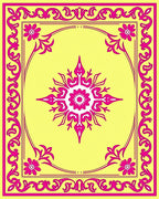 Vibrant Floral Scrollwork Medallion Rug