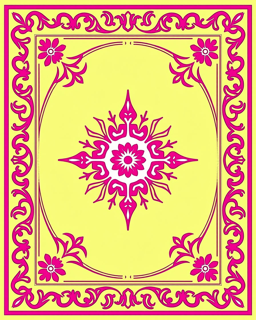 Vibrant Floral Scrollwork Medallion Rug