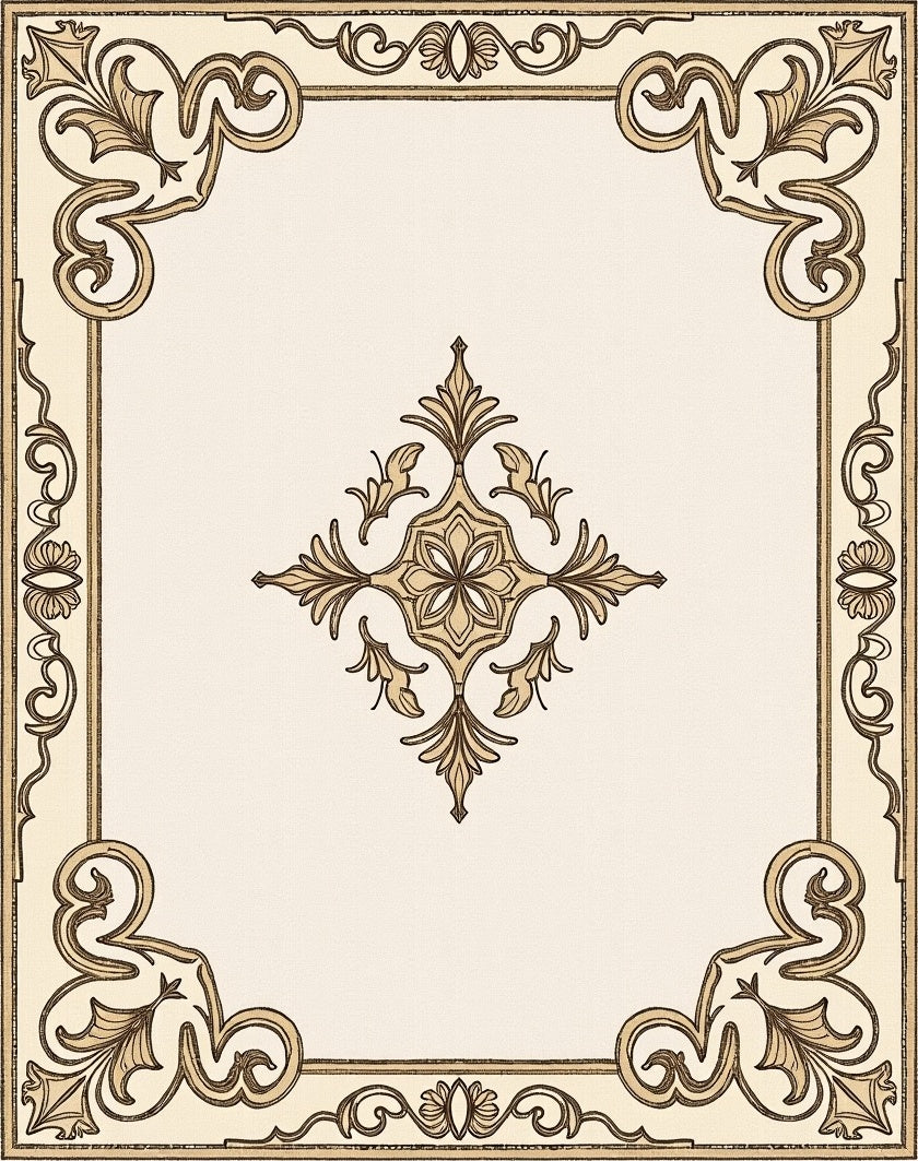 Classic Scrollwork Floral Pattern Rug