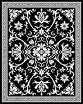 Black White Damask Floral Scroll Pattern Rug