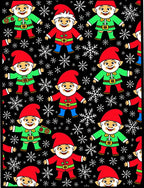 Festive Christmas Gnomes Snowflakes Black Rug