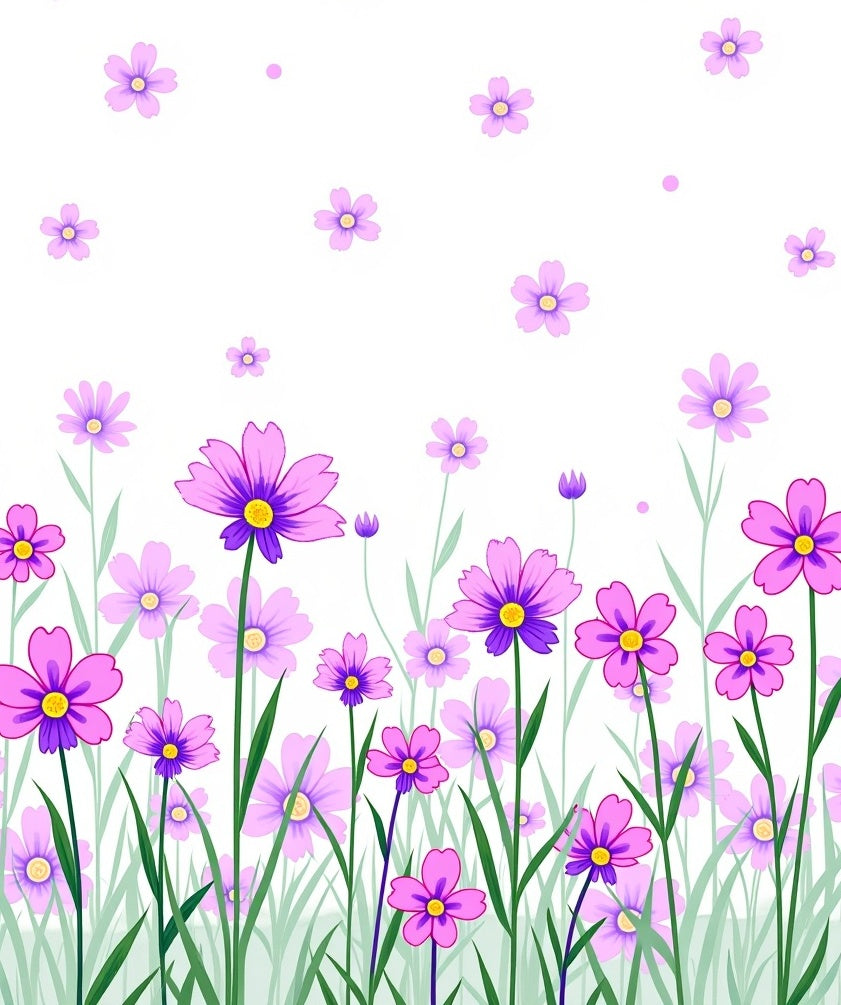 Whimsical Purple Floral Meadow Pattern Rug