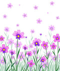 Whimsical Purple Floral Meadow Pattern Rug