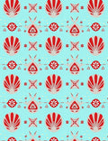 Retro Red Gray Shell Motif Design Rug