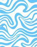 Abstract Blue White Flowing Design Rug