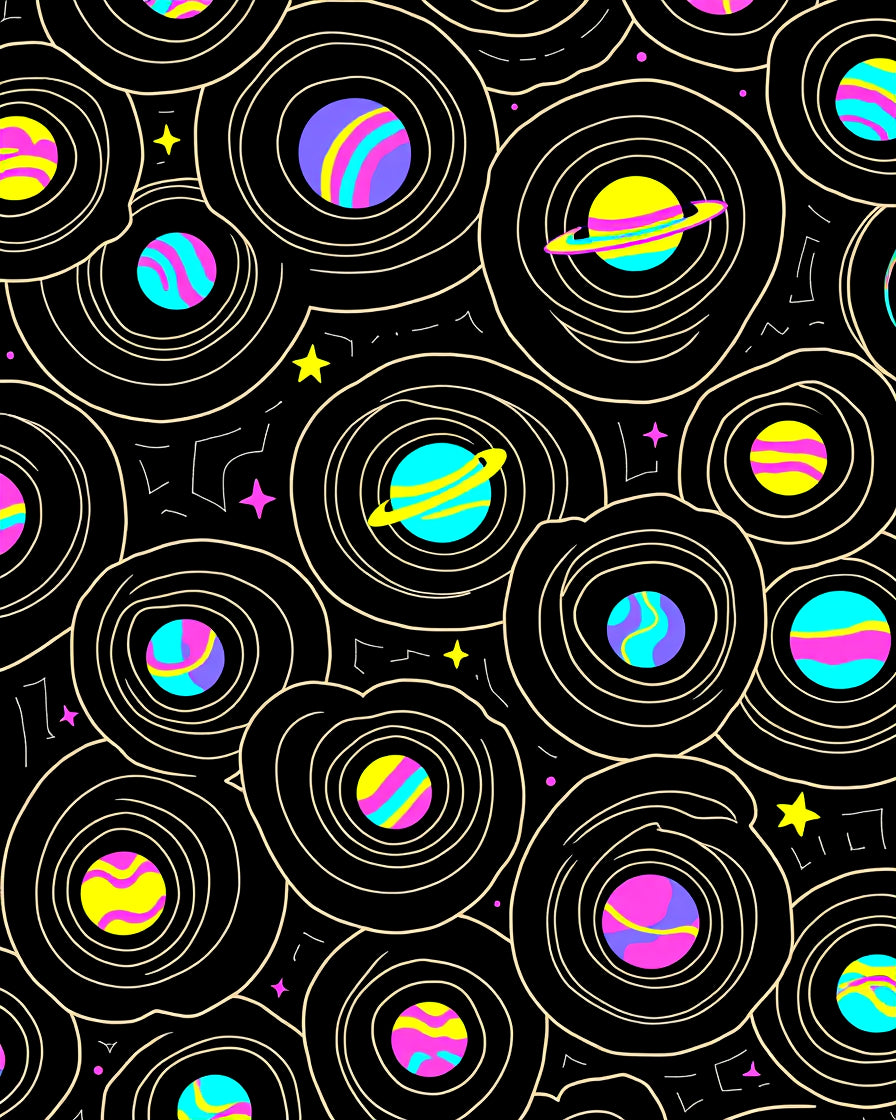 Abstract Cosmic Planets Swirl Rug