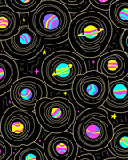 Abstract Cosmic Planets Swirl Rug