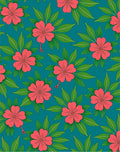 Salmon Pink Floral Pattern Tile Rug
