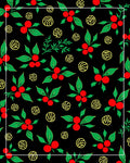 Red Berry Green Leaf Yellow Swirls Rug