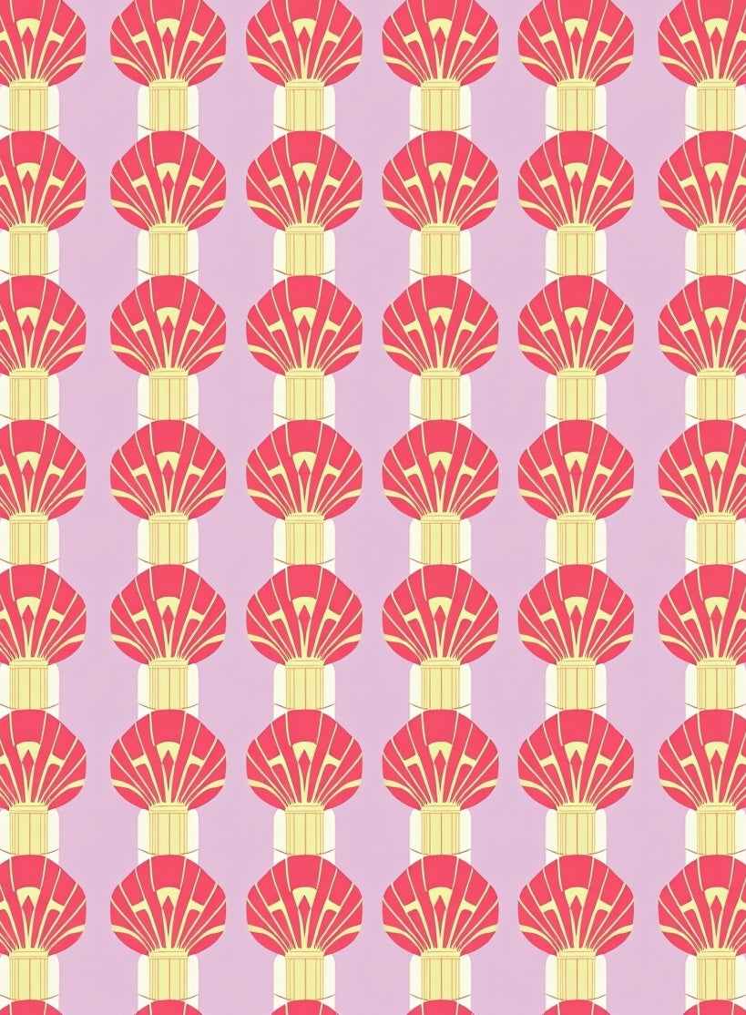 Art Deco Stylized Fan Pattern Design Rug