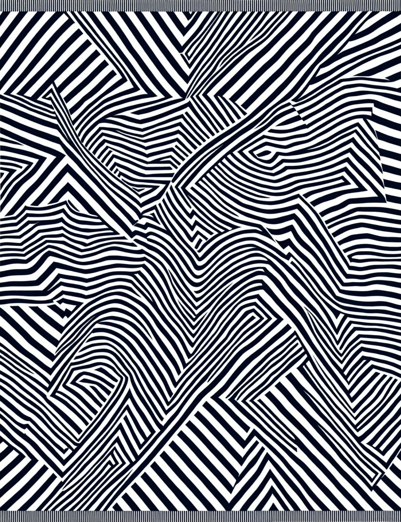 Abstract Black White Line Art Rug
