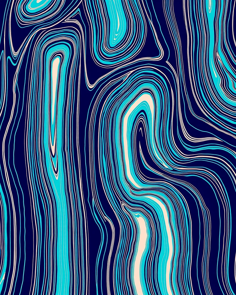 Abstract Swirl Blue Cream Rug