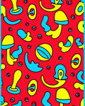 Abstract Yellow Blue Red Shapes Rug