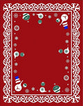 Red Snowman Snowflake Festive Frame Rug