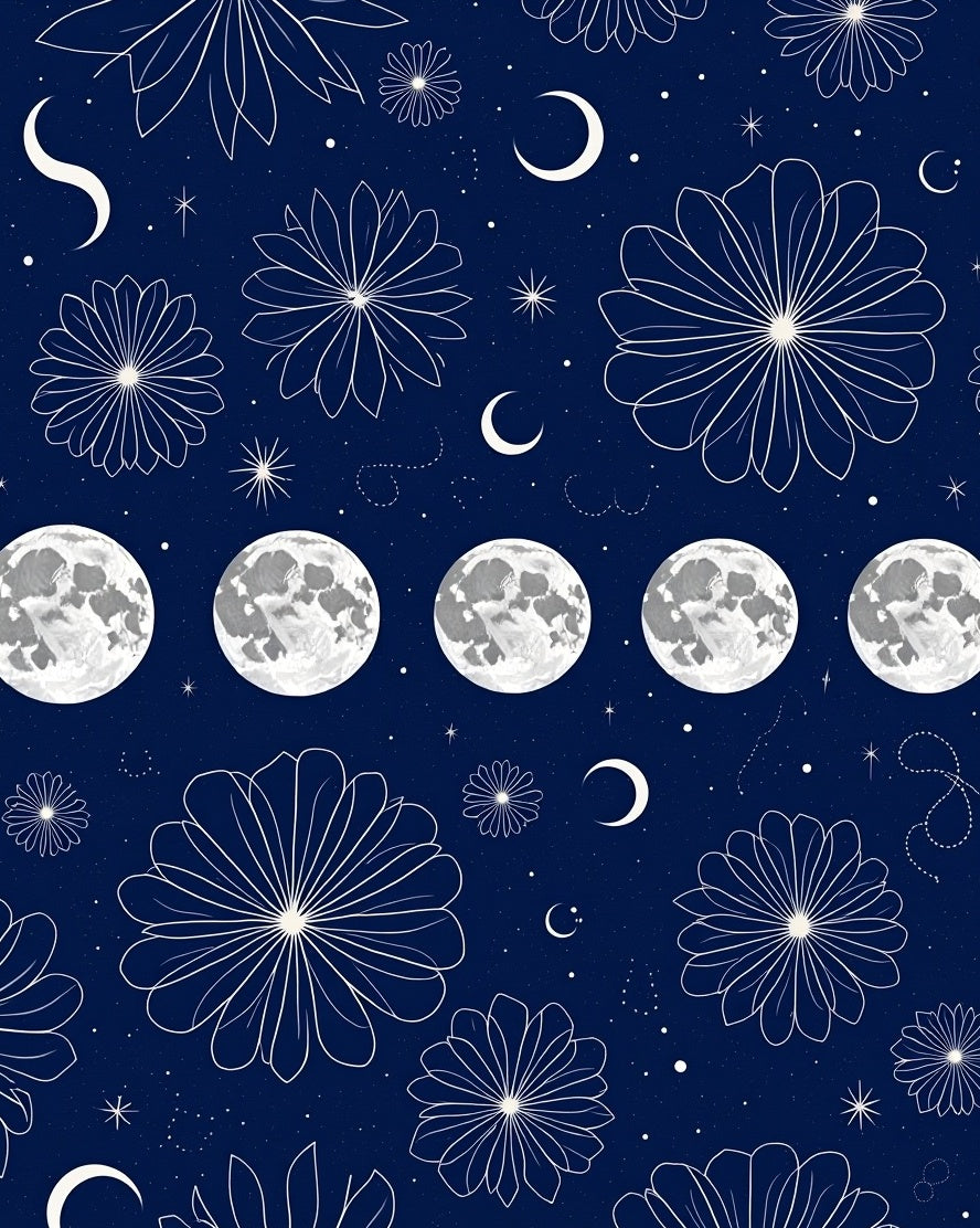 Celestial Moon Flower Garden Design Rug