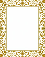 Ornate Gold Swirl Scroll Border Pattern Rug