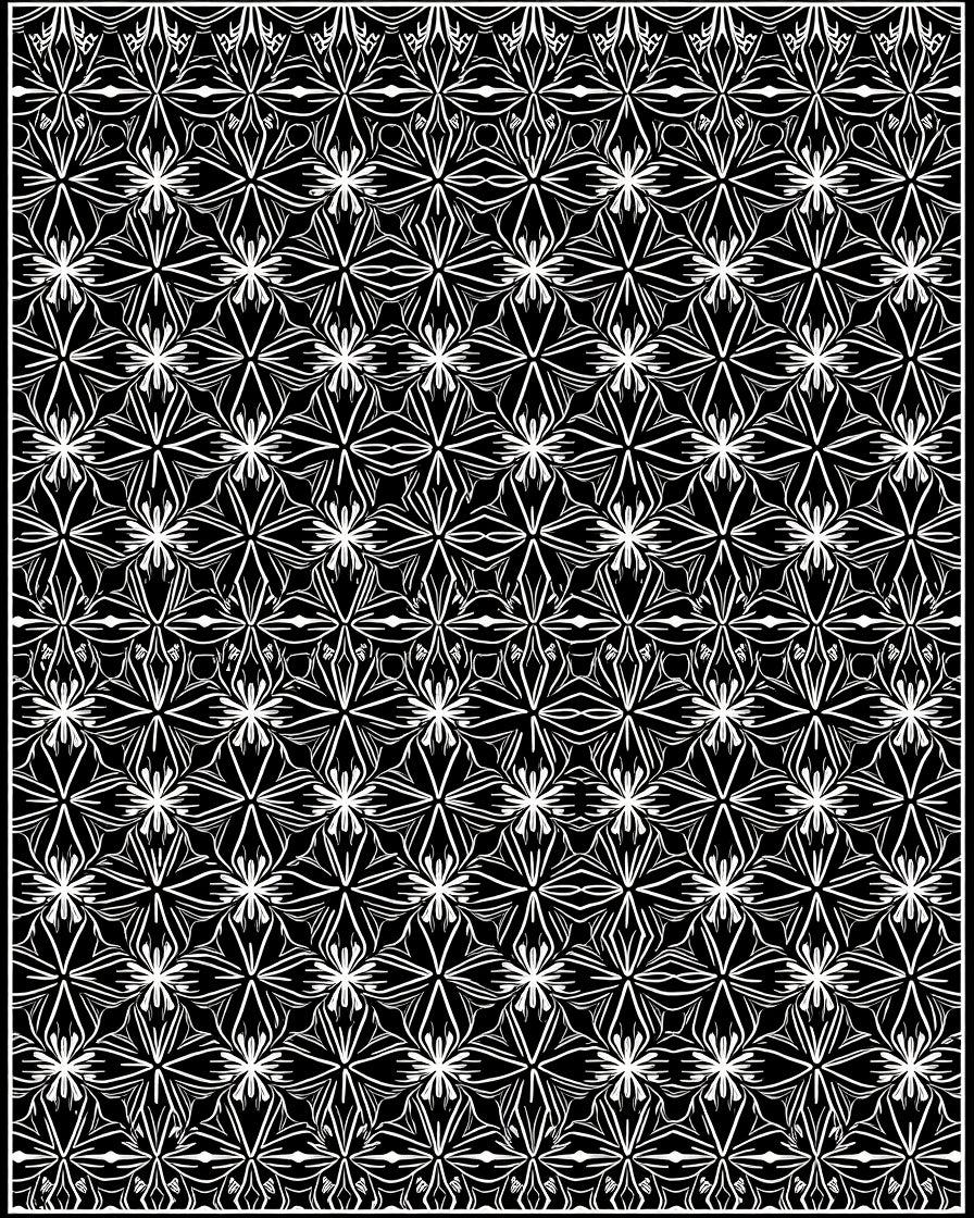 Intricate Floral Line Art Pattern Rug
