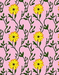 Vibrant Yellow Flower Vine Pattern Rug