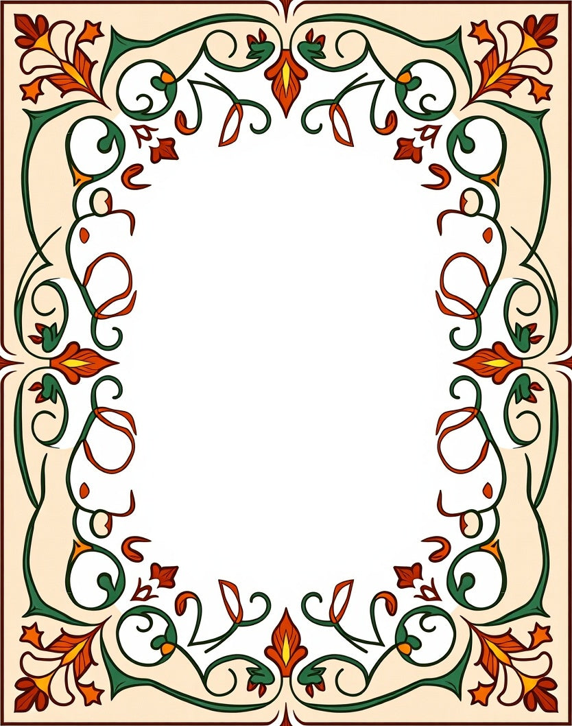 Vineleaf Arabesque Scrollwork Pattern Rug