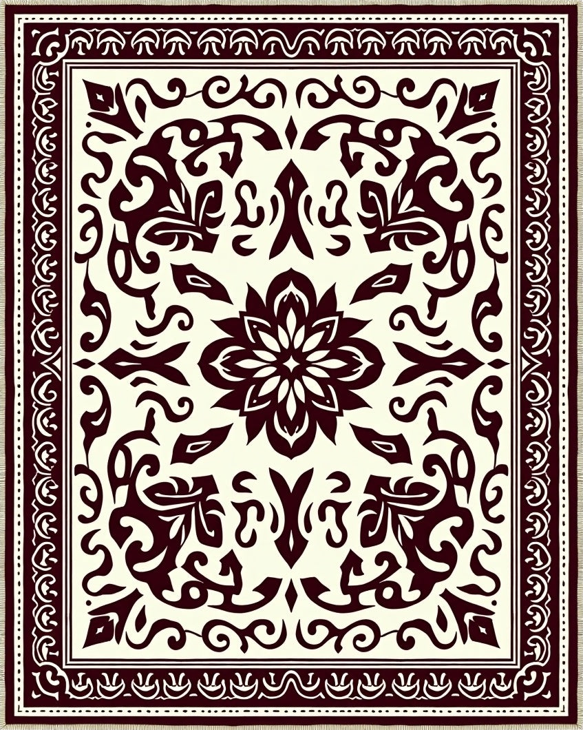 Crimson Floral Baroque Rug