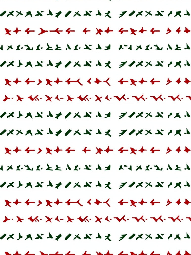 Abstract Red Green Symbol Pattern Rug