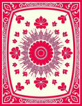 Vibrant Red Festive Floral Design Rug