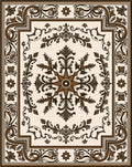 Brown Floral Medallion Pattern Rug