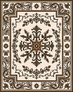 Brown Floral Medallion Pattern Rug