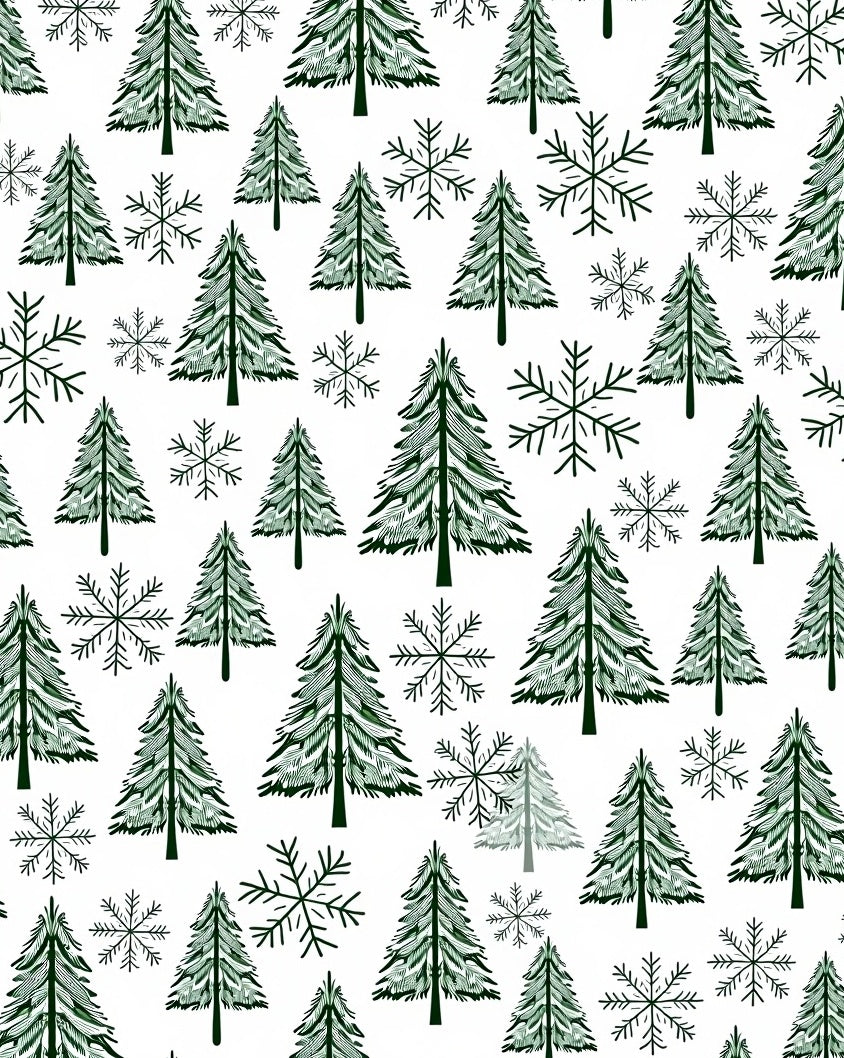 Winter Trees and Snowflakes Pattern Rug