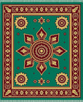 Emerald Yellow Maroon Floral Medallion Rug