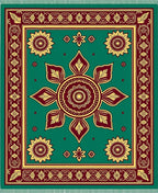 Emerald Yellow Maroon Floral Medallion Rug