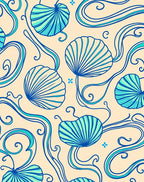 Ocean Waves Shell Pattern Design Rug