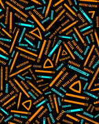 Orange Blue Ruler Geometric Pattern Rug