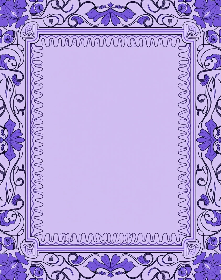Ornate Purple Floral Botanical Design Rug