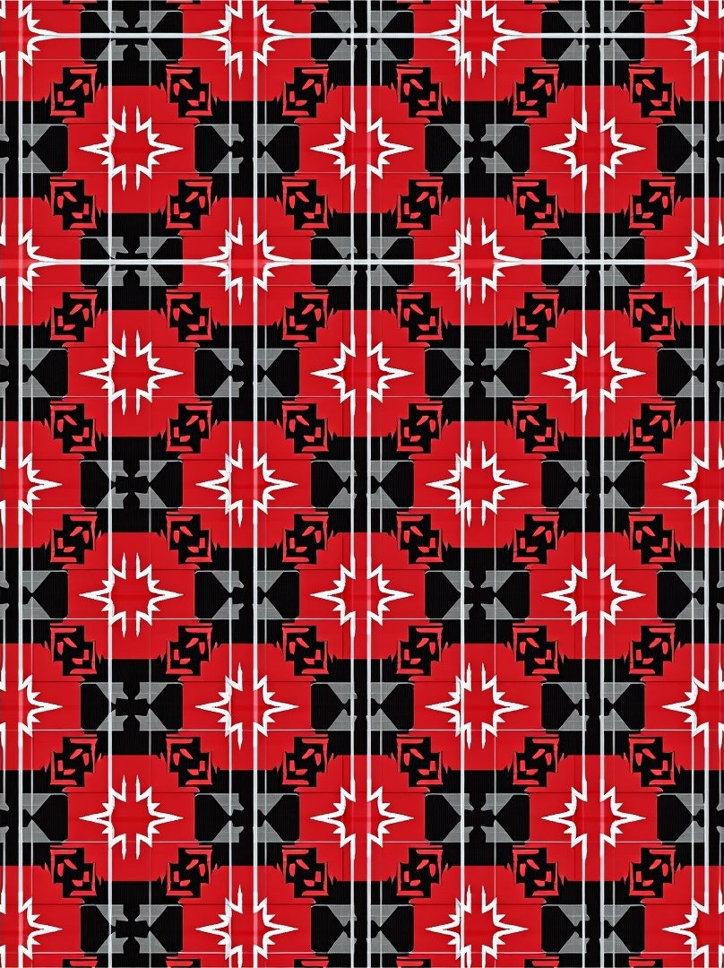 Bold Red Black Geometric Starburst Pattern Rug