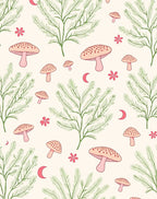 Whimsical Mushroom Floral Moon Pattern Rug