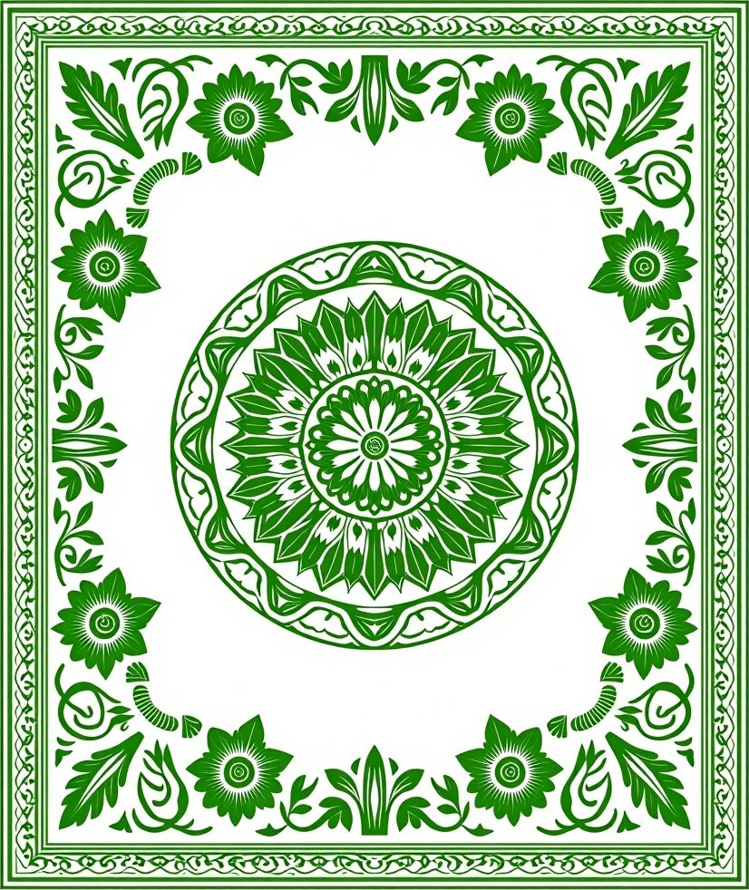 Emerald Floral Medallion Garden Design Rug