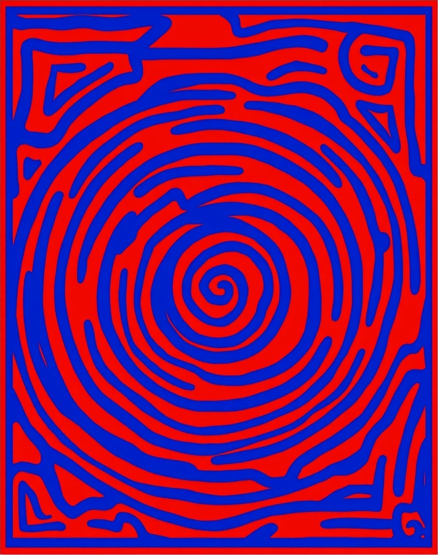 Abstract Red Blue Swirl Pattern Rug