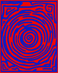 Abstract Red Blue Swirl Pattern Rug