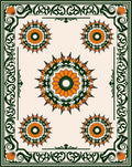 Orange Green Mandala Border Rug