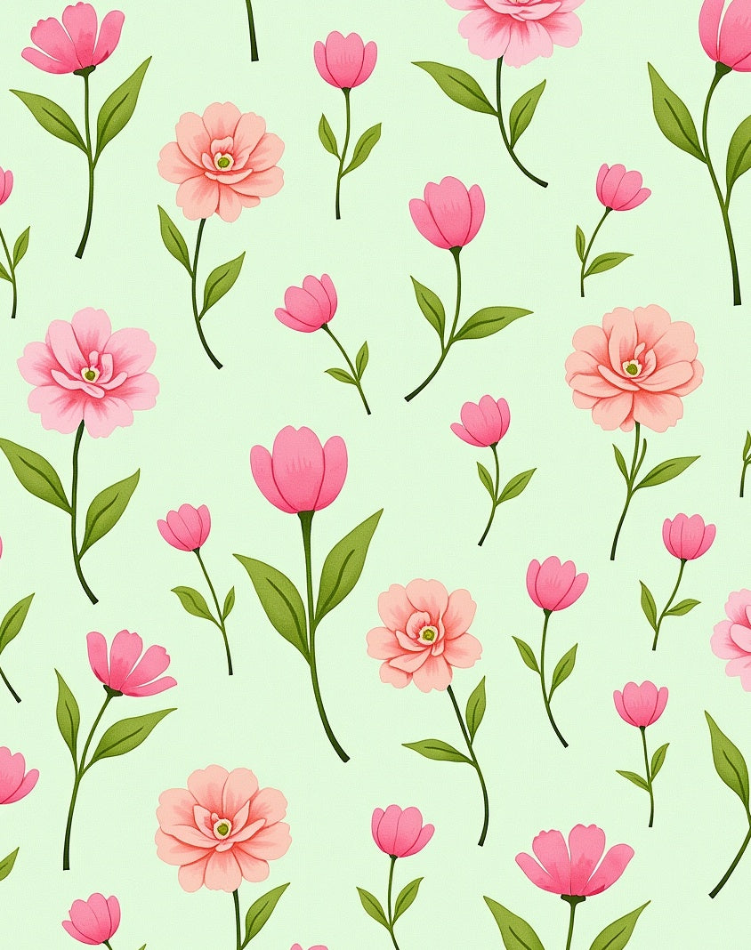 Pink White Floral Spring Pattern Rug