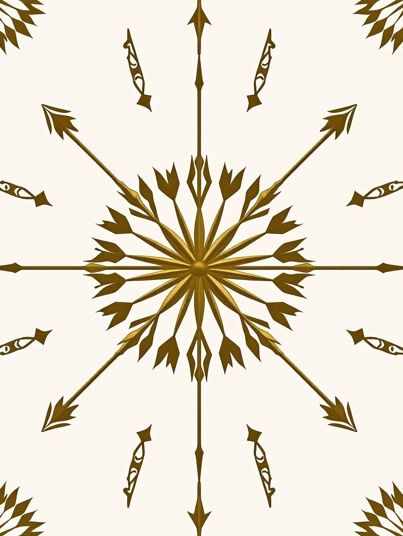 Gold Starburst Arrow Pattern Rug