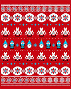 Red White Blue Gnome Snowflake Jacquard Rug