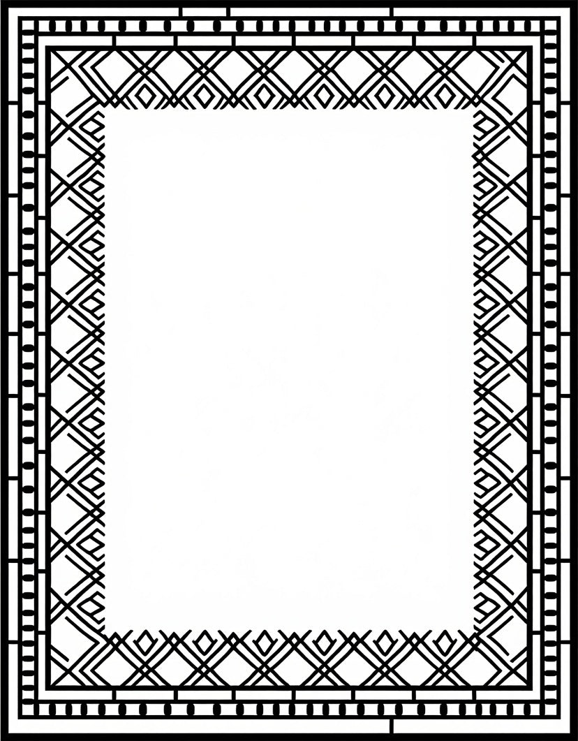 Classic Geometric Patterned Border Design Rug