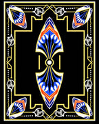 Bold Geometric Floral Art Deco Rug