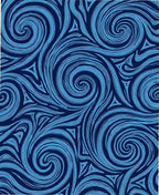 Abstract Swirly Blue Line Art Rug
