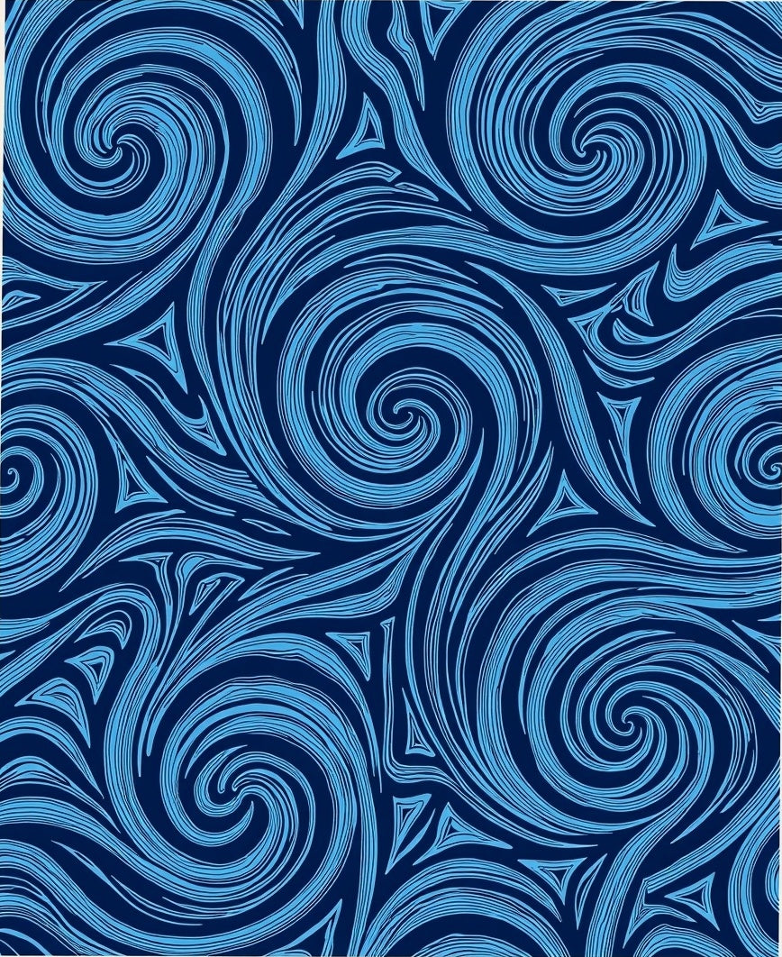 Abstract Swirly Blue Line Art Rug