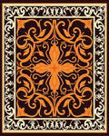 Orange Floral Scrollwork Pattern Rug